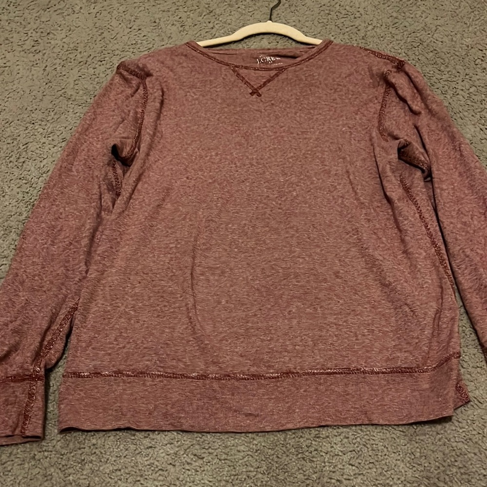 J crew red long sleeve 100% cotton t shirt thin sweater material men’s size L